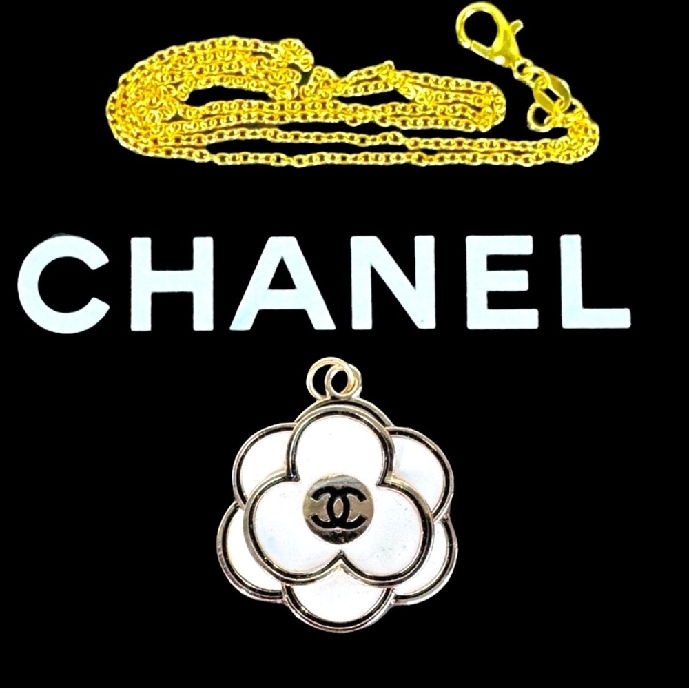 Chanel Camellia Flower Charm - Authentic Charm with Unbranded Gold-tone Chain